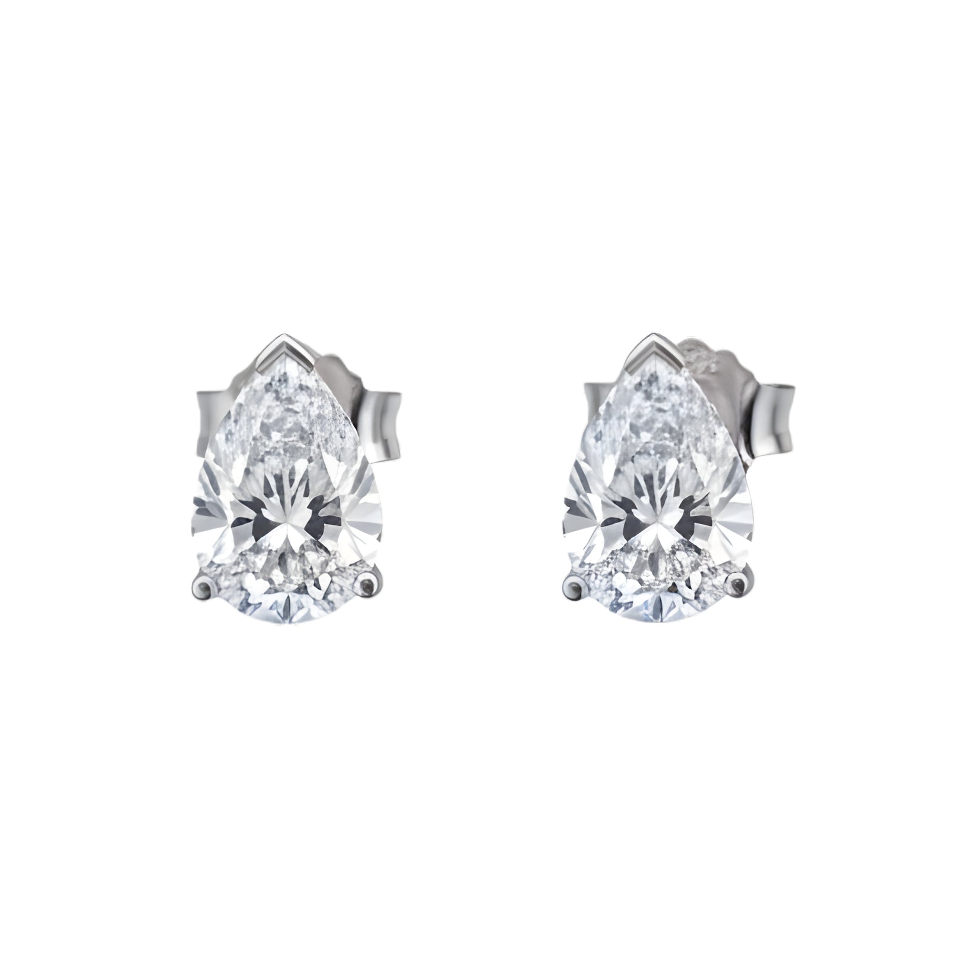 Pear Diamond Basket Stud Earrings, 1.20 ct., 14K White Gold, Lab Grown