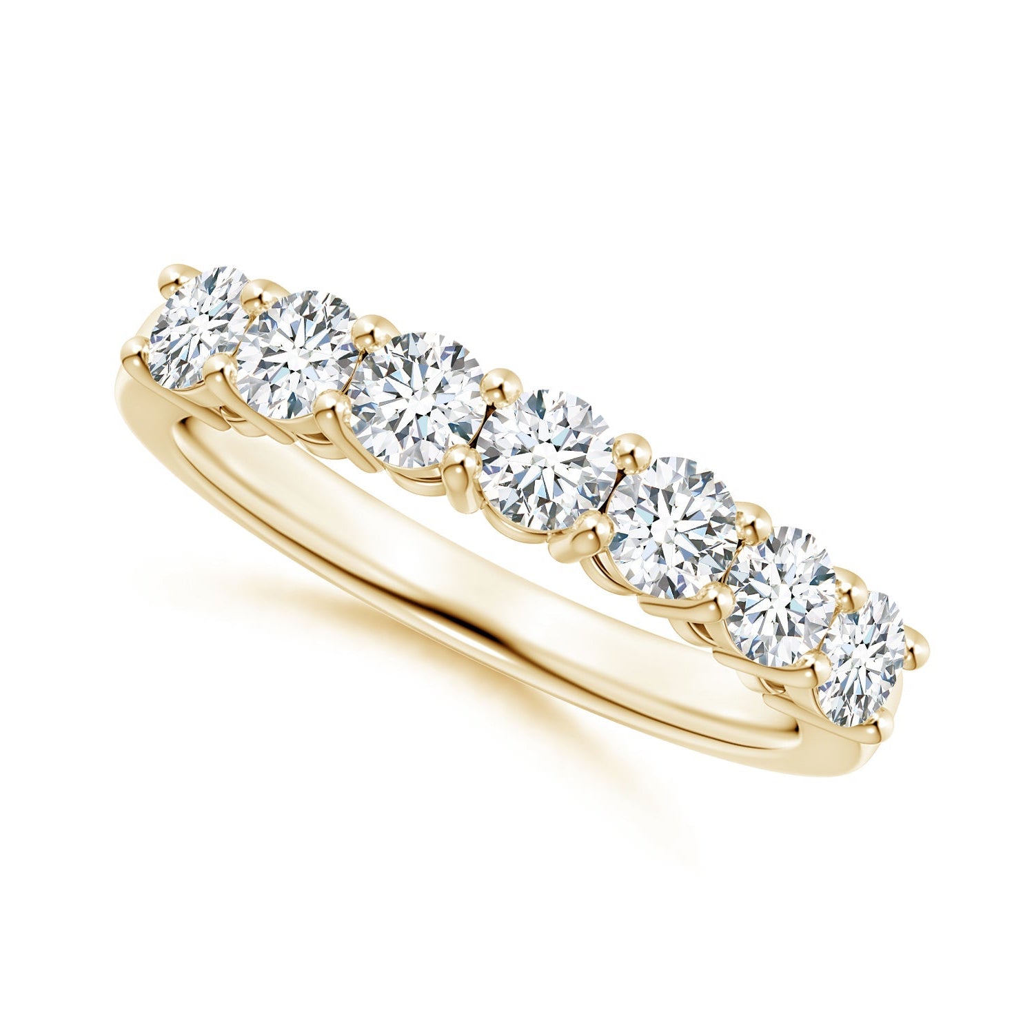 Prong-Set Round Seven Stone Diamond Wedding Ring