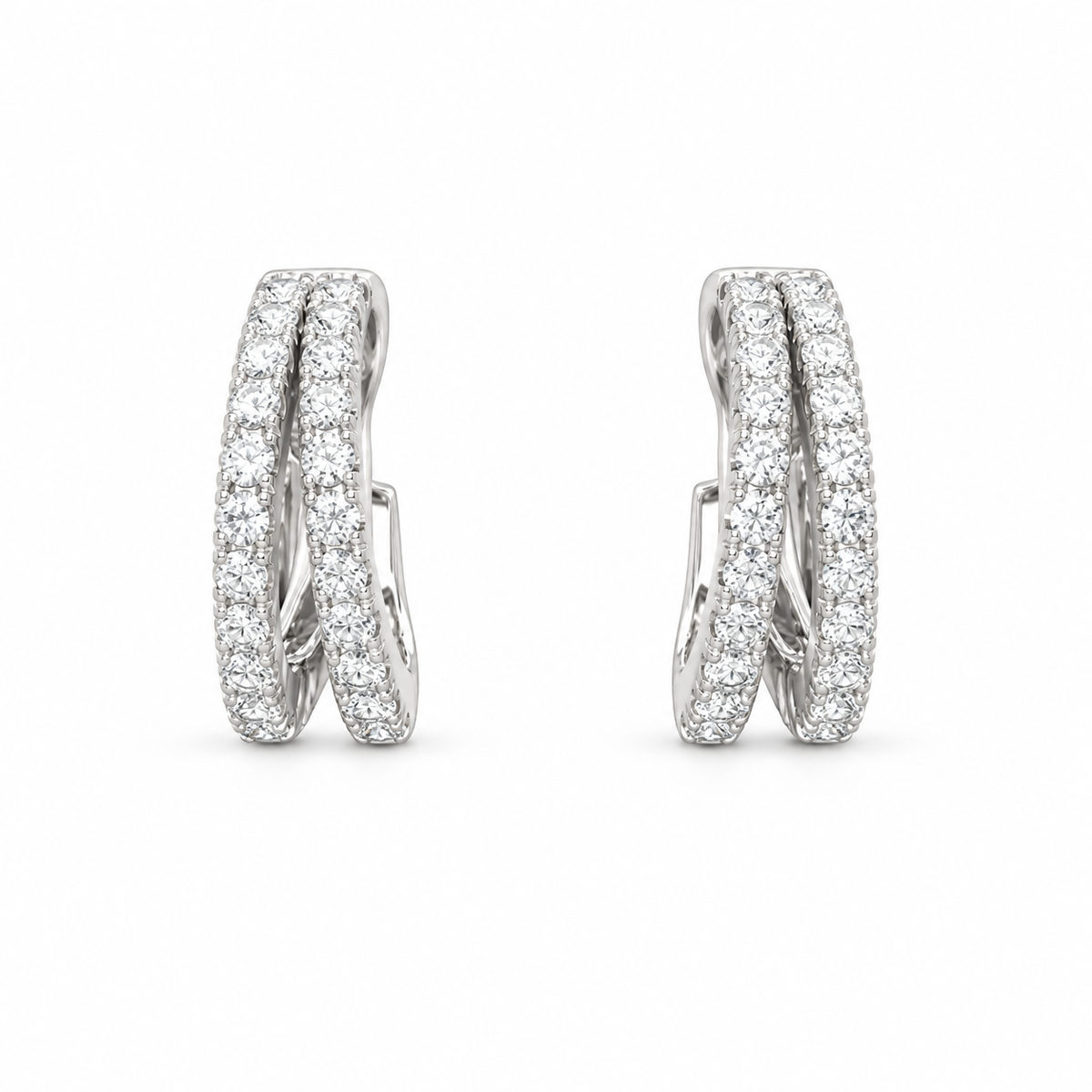 Round Diamond Hoop Earrings, 2 ct. – 14K White Gold