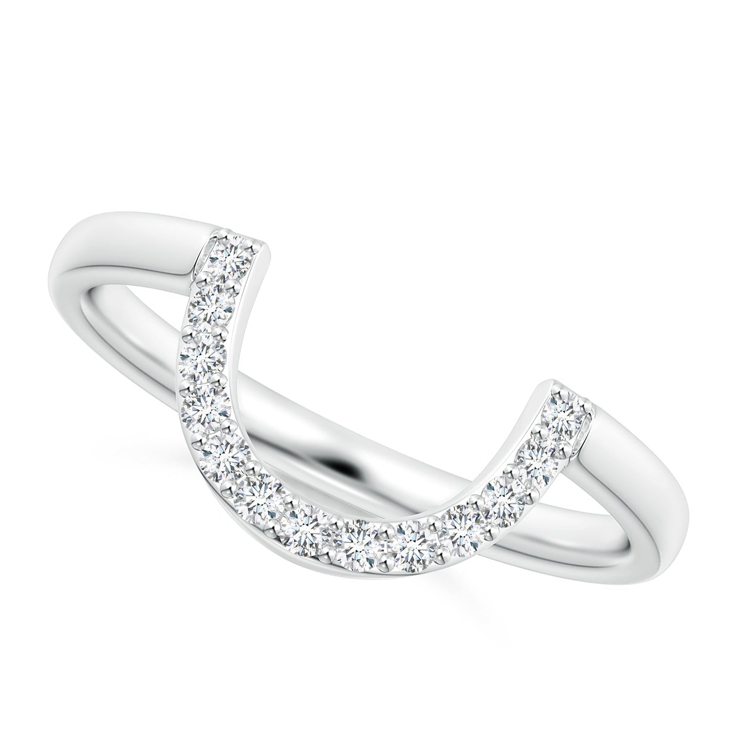 Round Diamond U-Shaped Wedding Ring