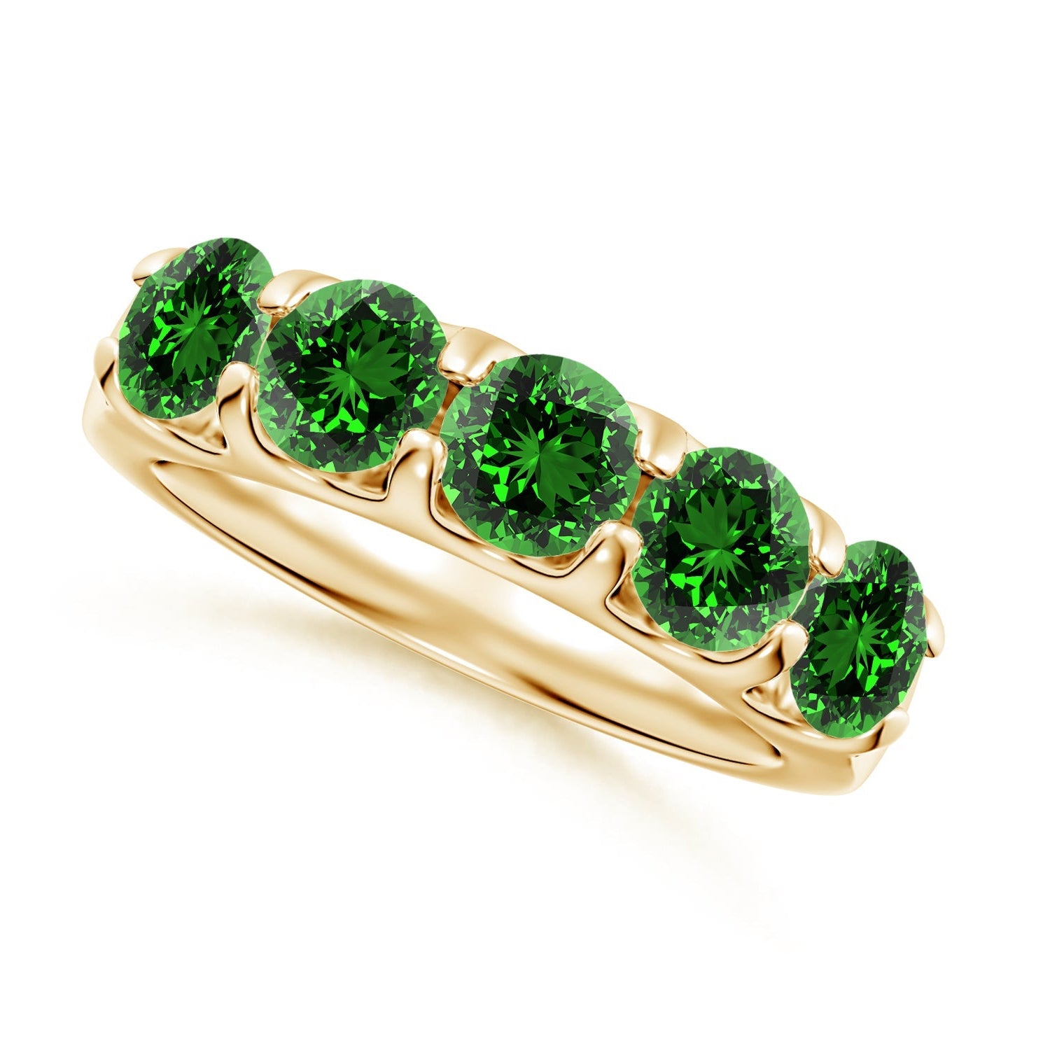 Shared Prong Set Half Eternity Emerald Wedding Ring