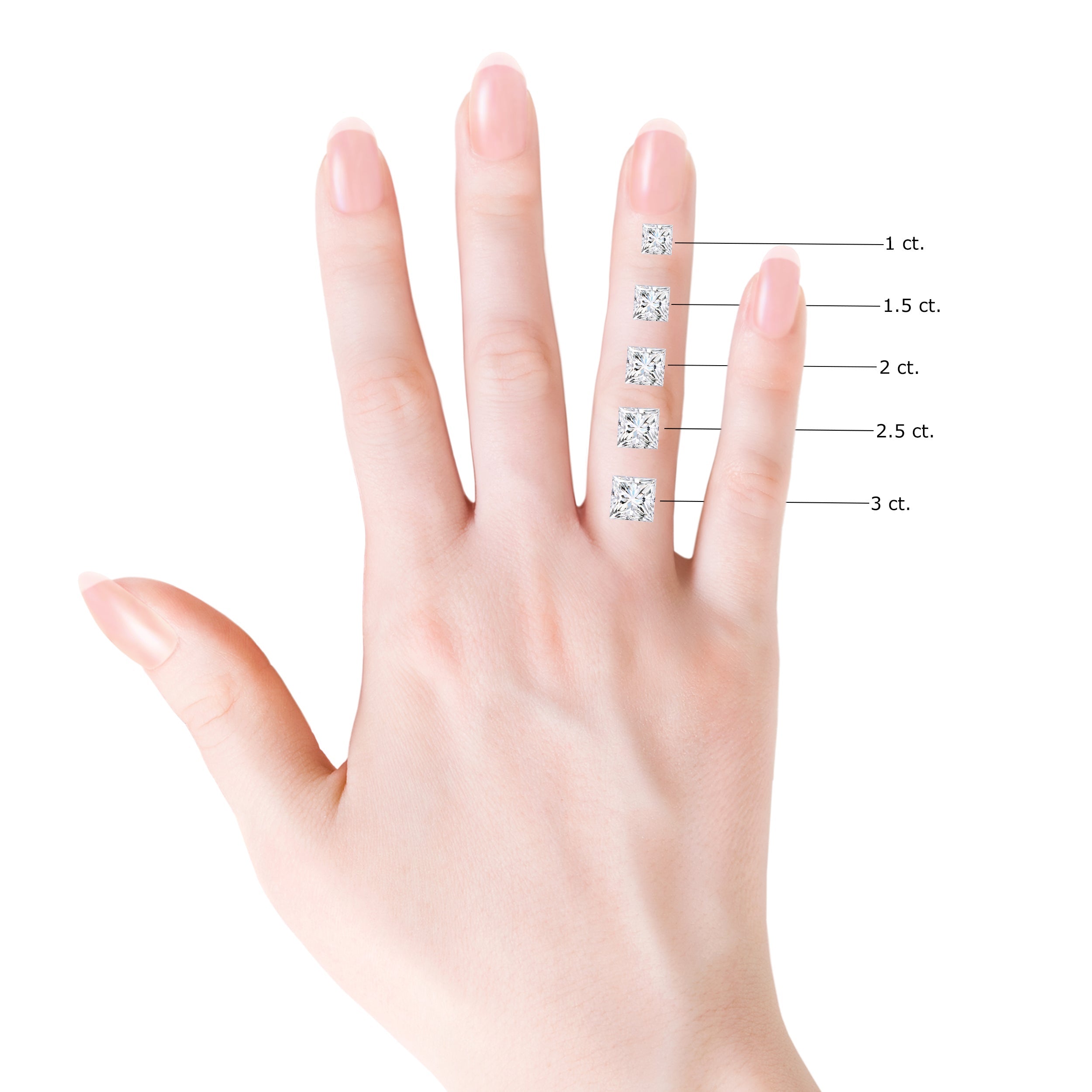 Princess-Cut Diamond Half Eternity Wedding Ring