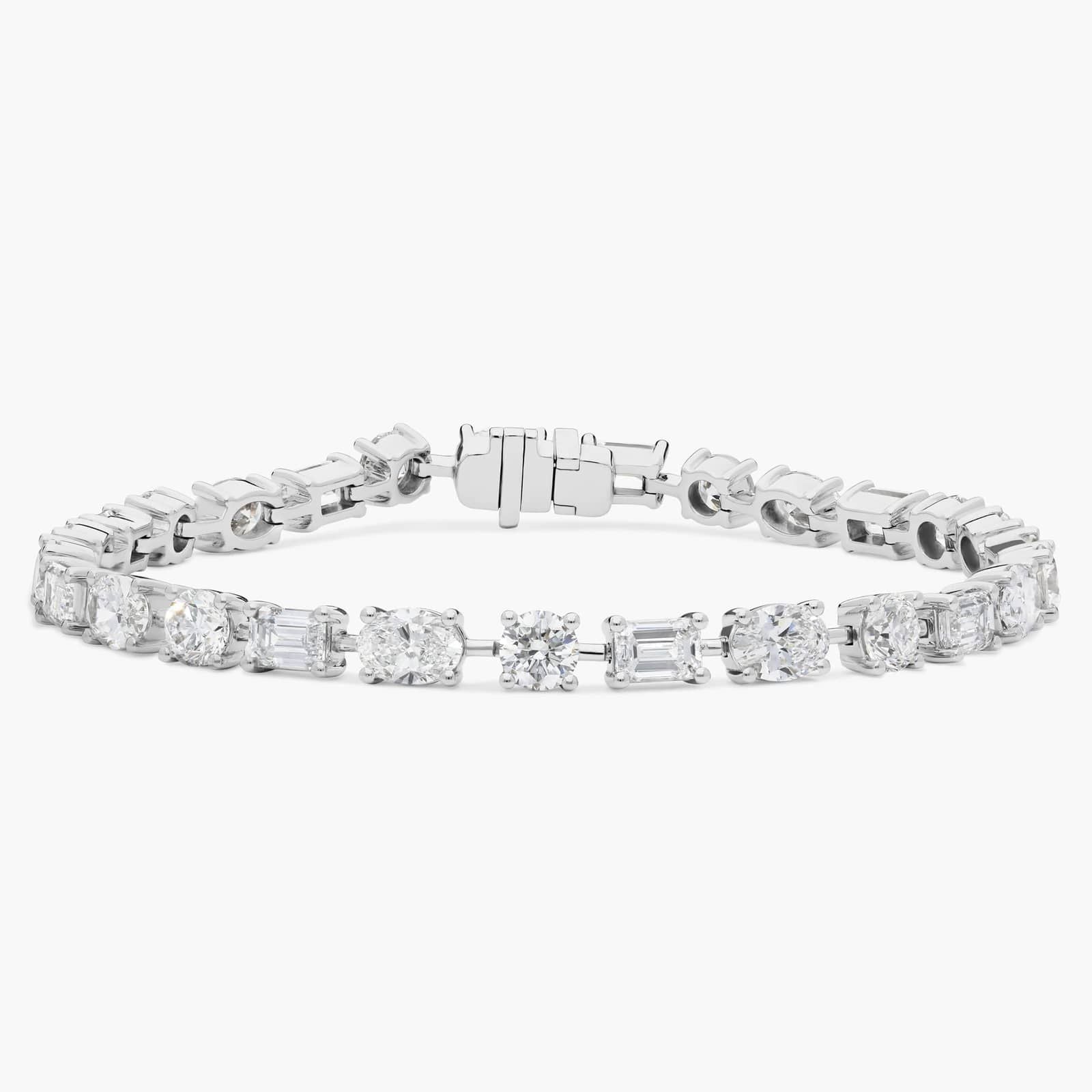 Multi Shape Diamond Tennis Bracelet, 7.70 ct., 14K White Gold, Lab Grown