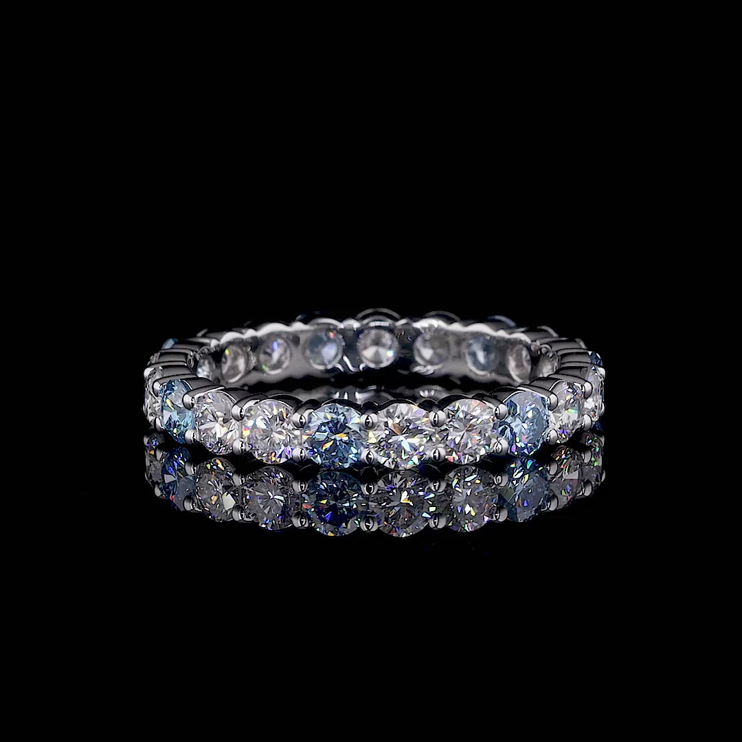 Video of the Blue Round Diamond Eternity Band, 2.12 ct., 14K White Gold