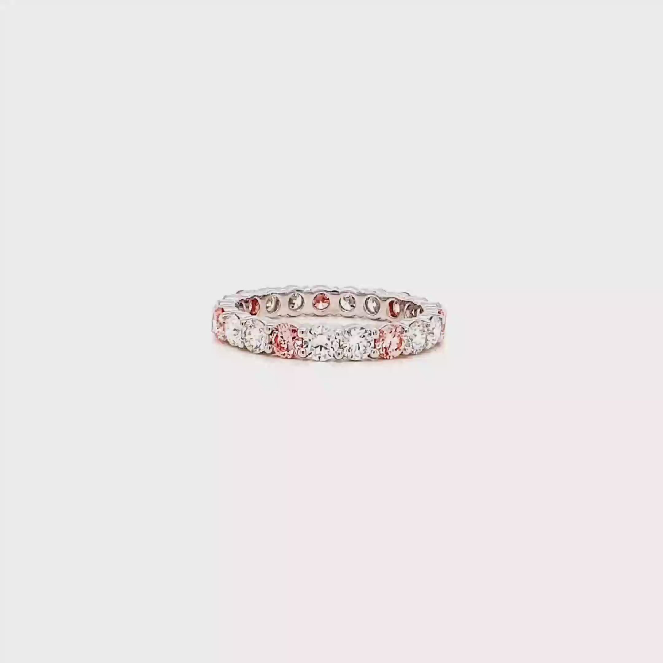 Video of the Pink Round Diamond Eternity Band, 2.13 ct., 14K White Gold