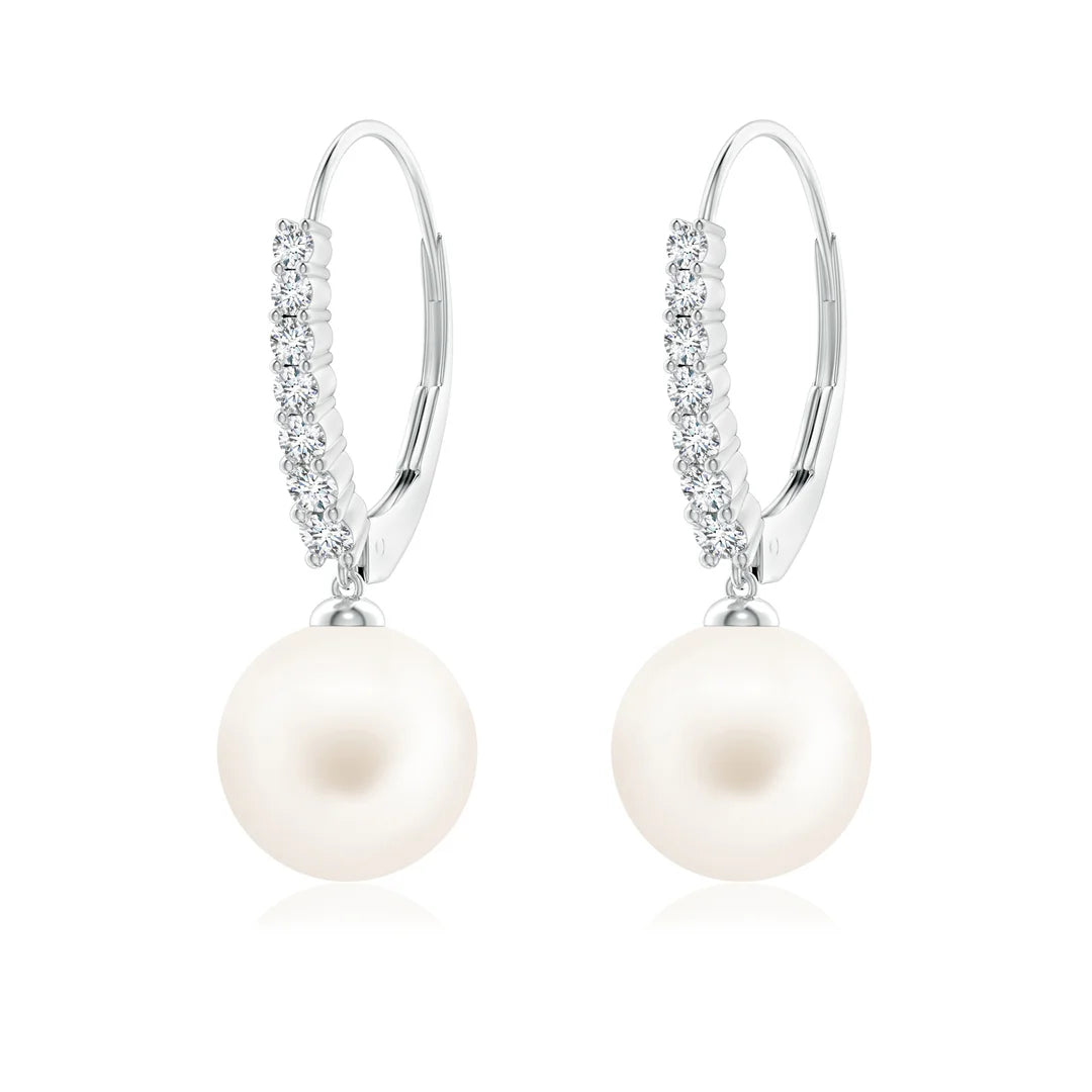 Pearl Tapered Leverback Earrings