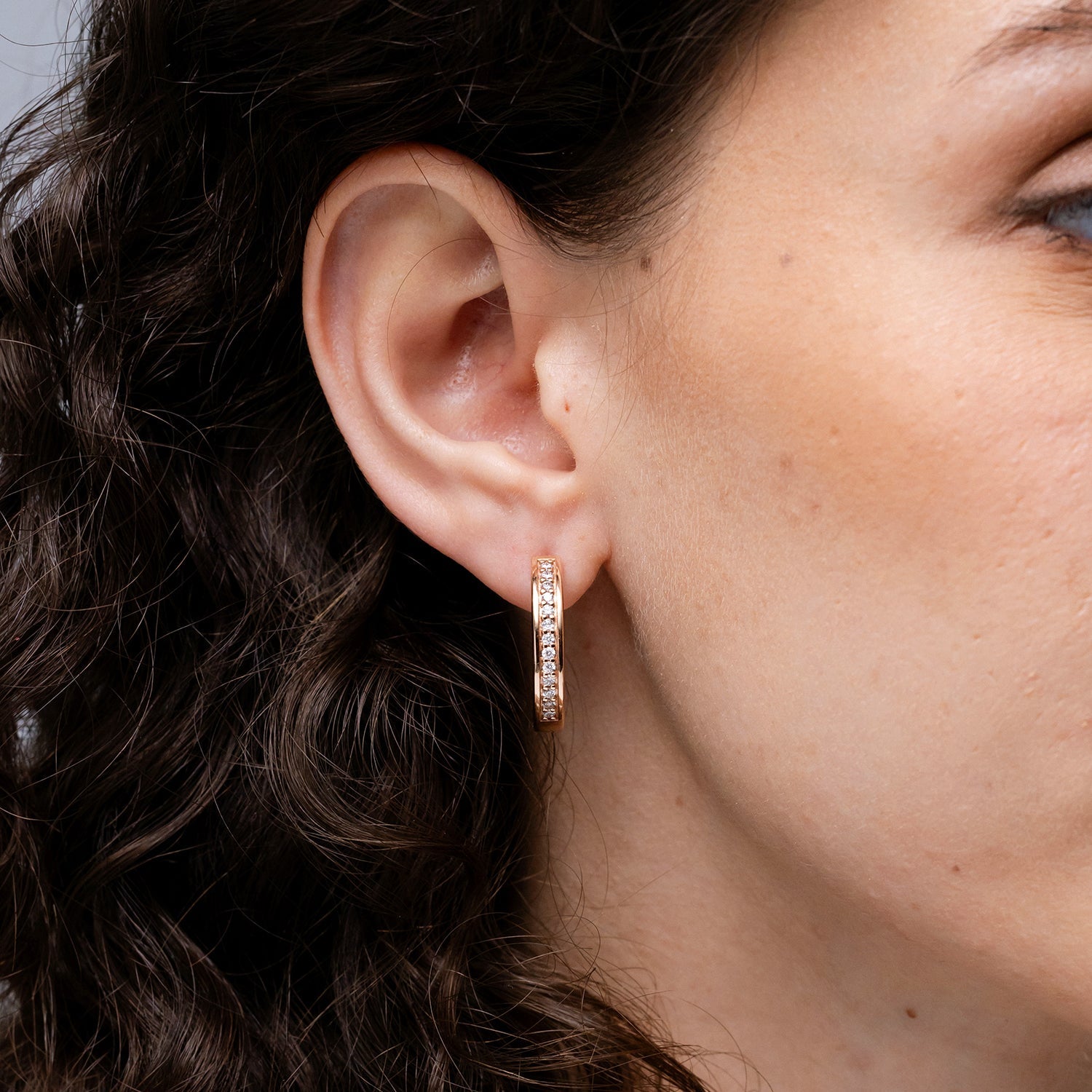 Diamond Hinged Hoop Earrings, Pave-Set