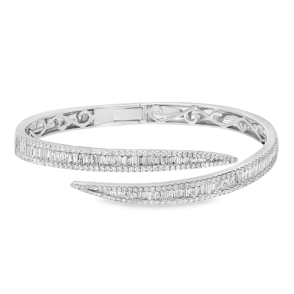 Bypass Diamond Open Bangle Bracelet