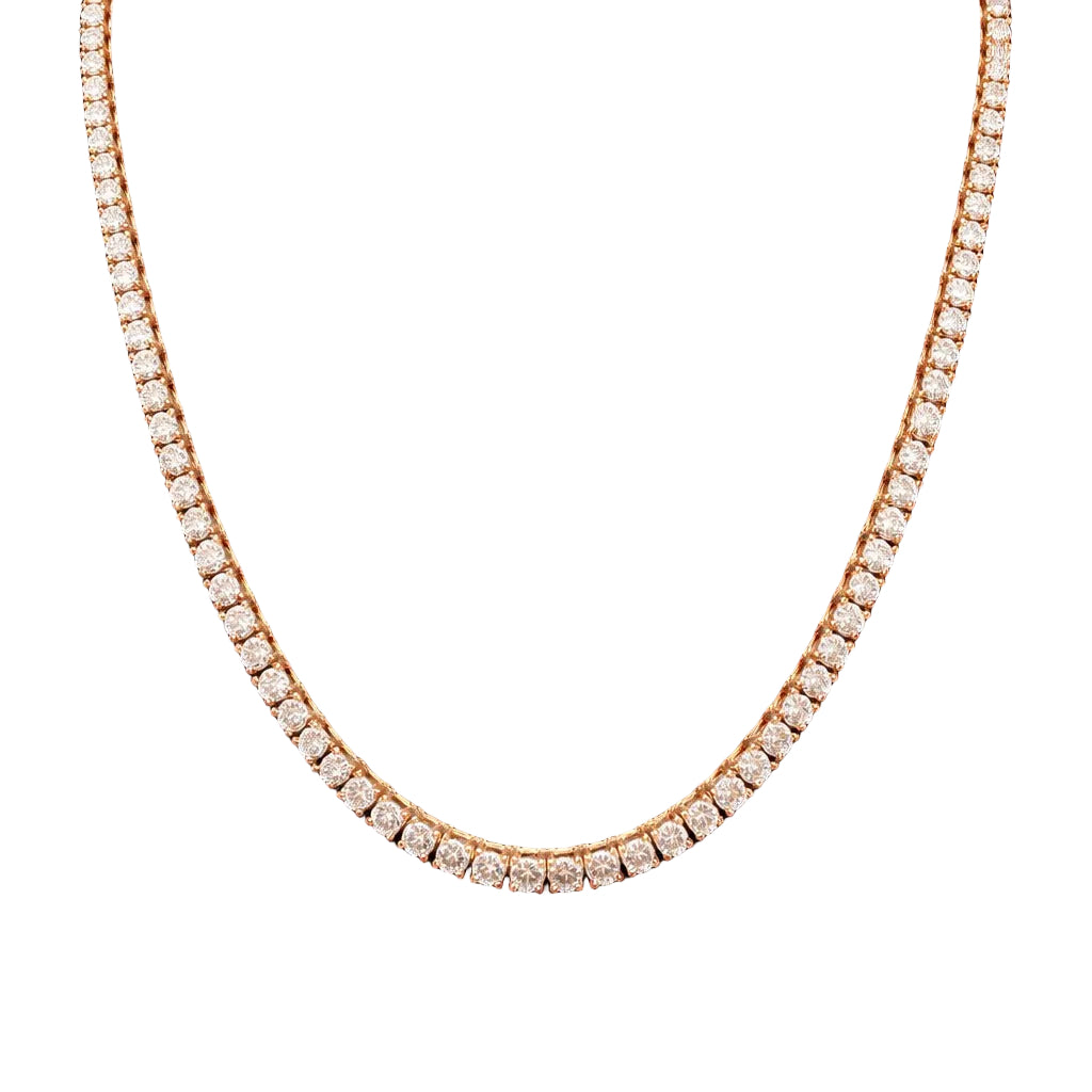 Diamond tennis necklace on a black background